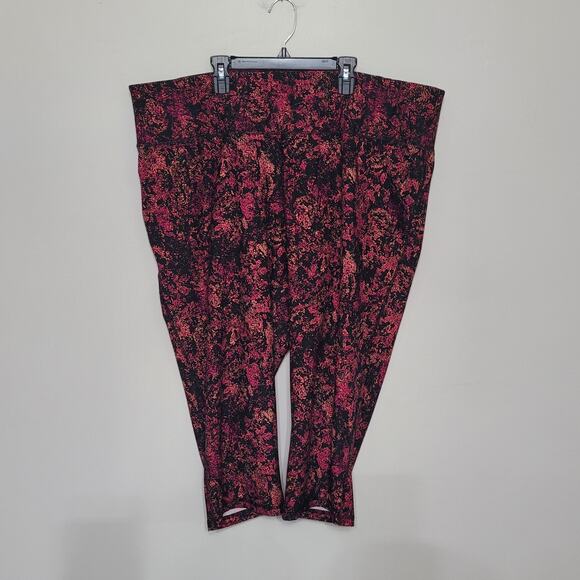 LIVI Activewear Women’s 26/28 Black Pink Printed High Rise Capri Leggings EUC - Picture 2 of 5